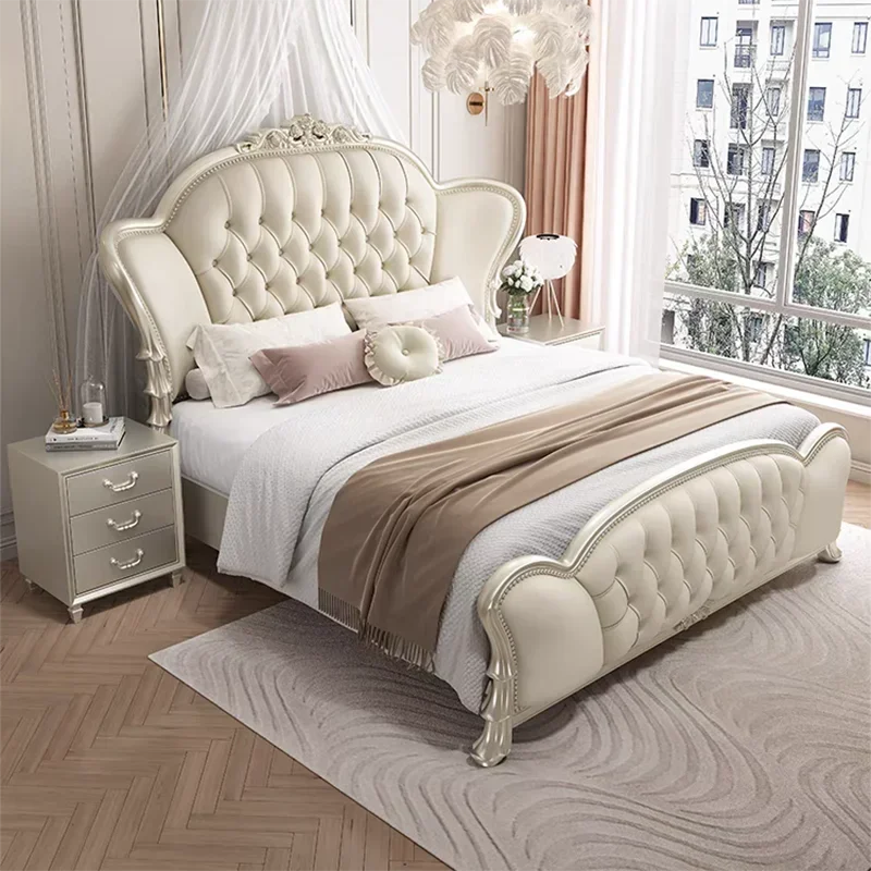 180x200cm Nordic Home Full Size Bed Frame With Headboard Double Bed Full Marriage Bedrooms Royal Bedroom Furniture Set ﻿ Luxury