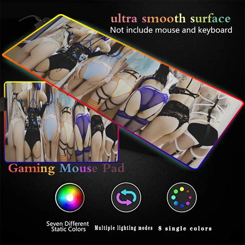 

Сексуальный игровой большой коврик для мыши RGB, геймерский светодиодный компьютерный коврик для мыши, большой коврик для мыши с подсветкой, ковер для клавиатуры, настольный коврик