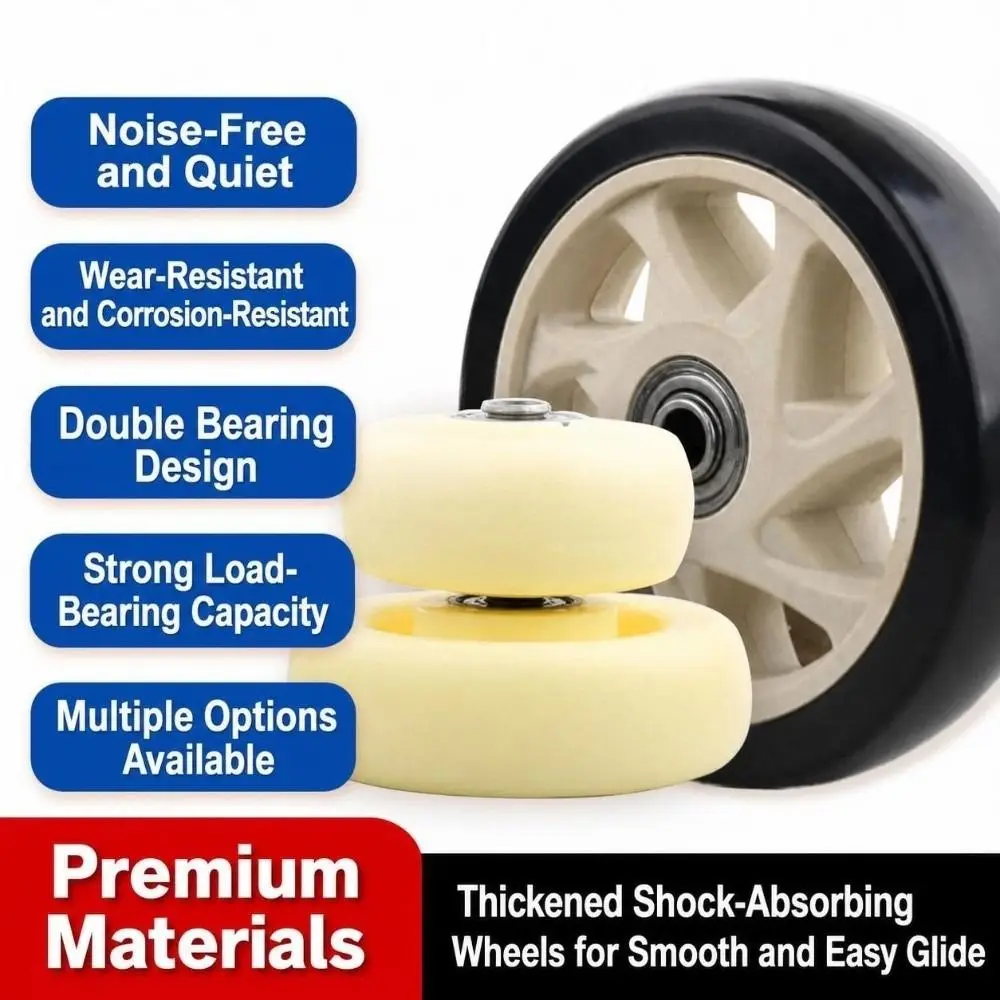 Durable PU Nylon Caster Wheel High Load Capacity Wear Resistance Replacement Wheel Double Bearings Roller Wheel For Cart Use