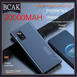 BCAK Brand Style 30000mAh /66W Fast Charging with Built-in Cable, Power Bank, Large Capacity Mobile Power Supply Gift Wholesale