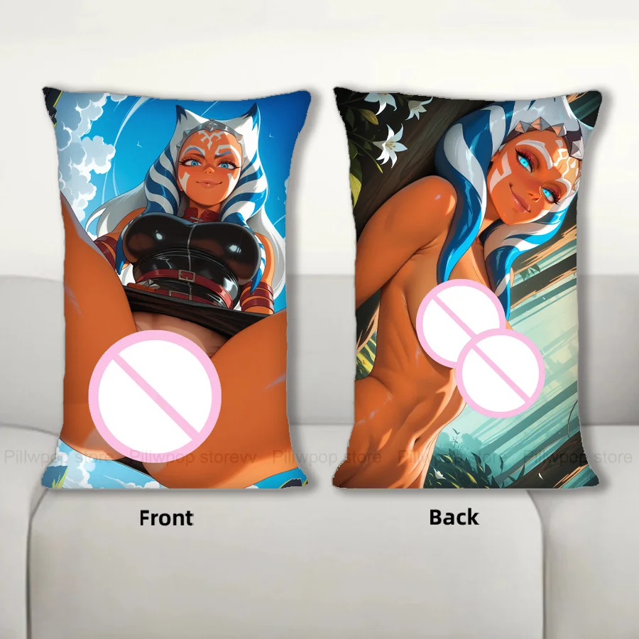R18 + Dakimakura أنيمي Ahsoka وسادة للجسم غطاء وسادة أريكة مزدوجة الجانب طباعة رمي كيس وسادة 40X60cm #3