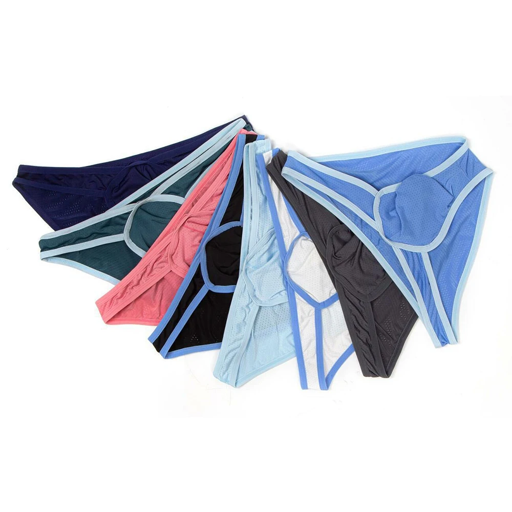 Intimo da uomo a vita bassa sexy in rete traspirante pantaloni a triangolo slip bikini