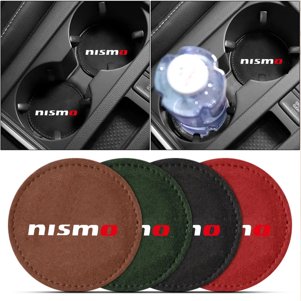 2 pezzi interni auto tazza d\'acqua tappetino antiscivolo sottobicchieri in pelle di pelliccia per Nissan Nismo GTR 350Z 370Z Maxima Sentra Megane