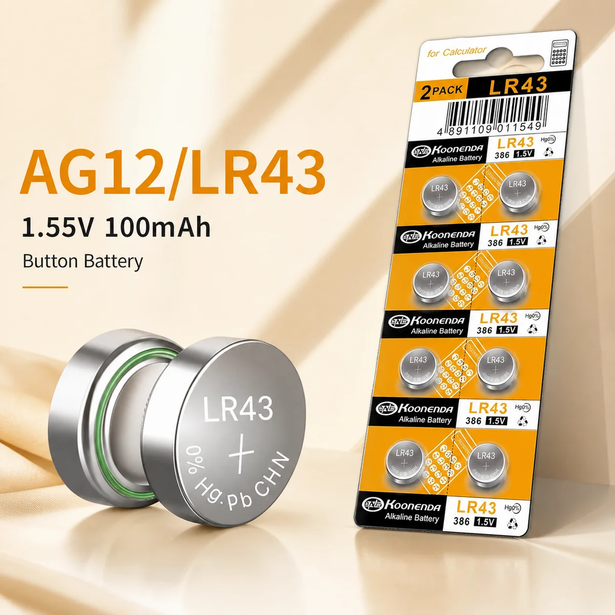 

Alkaline Button Coin Cell Battery LR43 AG12 L1142F 386 SR721SW 1.55V 100mAh For Watches Small Electronic Devices Stable Power