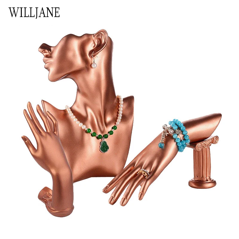 

Resin Manikin Female Mannequin Ring Earrings Jewelry Display Stand Hand Wrist Model Necklace Pendant Chain Jewelry Bust Showcase