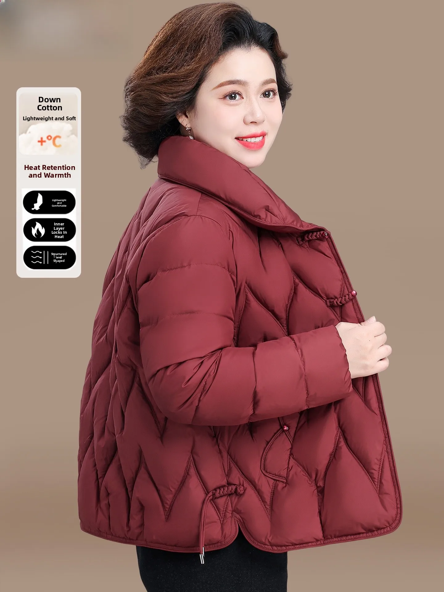 

Warmth down Cotton Jaet Women's Faionable Loose Fit Long Pants Stand Collar Single Button Closure Thiened Autumn Winter...