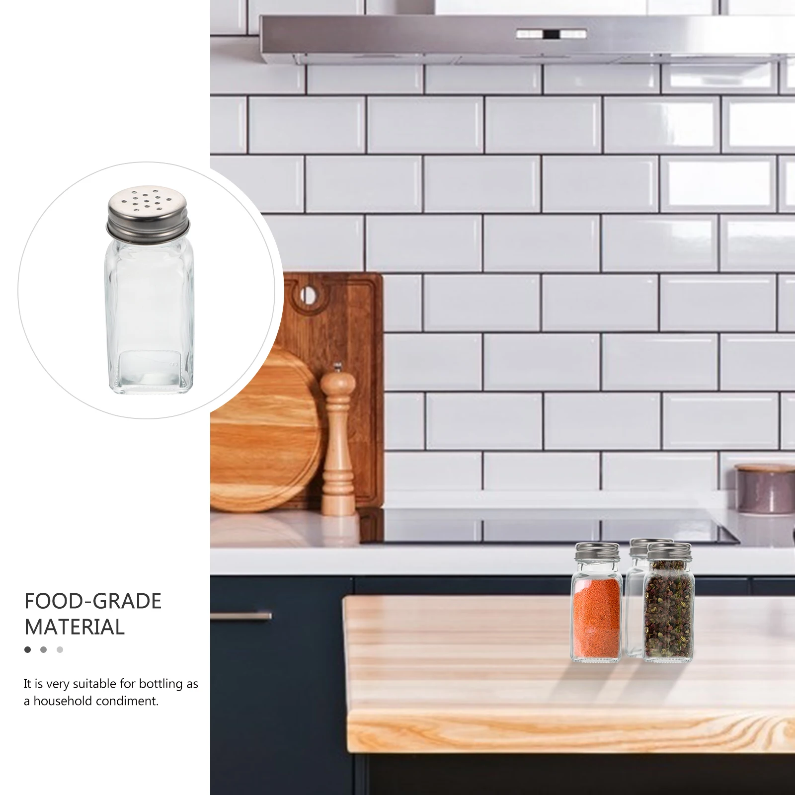 

10Pcs Seasoning Bottles Glass Stainless Steel Transparent Spice Containers for Kitchen Condiment Storage Salt Pepper Jars