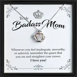 Trendy Creative Elegant Crown Pendant Necklace Decorative Accessories Holiday Gift For Mom With Gift Box Card