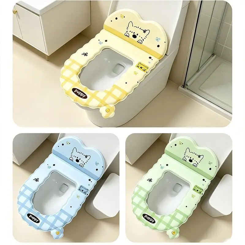 Cartoon Toilet Seat Protector With Backrest Non-Slip Waterproof Toilet Seat Cover Soft Reusable Toilet Seat Cushion Bathroom