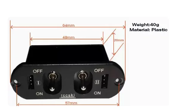 rccskj 3105 Dual Power Switch for RC Gas/Glow Plane - 15A Battery Switch with Built-in Charging Port