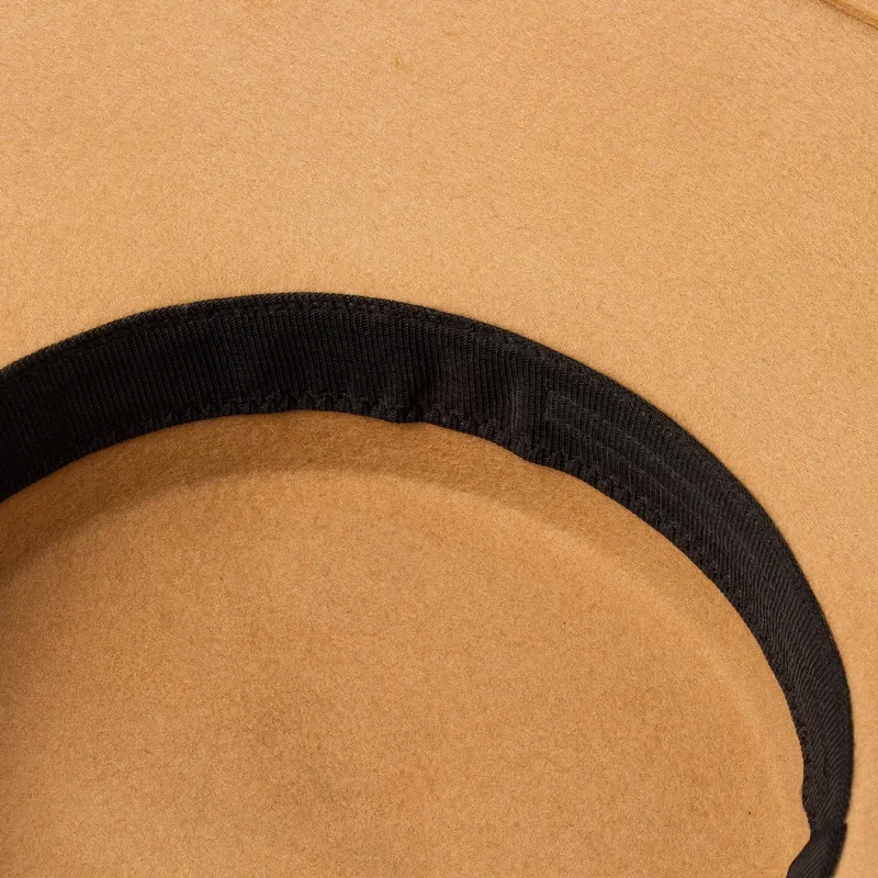 Gorro plano De lana De ala grande ancha para Mujer, Fedora Formal De color negro, Sombreros De fieltro para espectáculo De escenario, pasarela, al