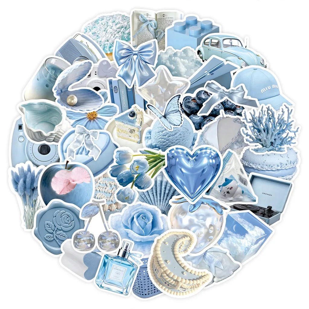 100Pcs Minimalist Stickers Blue Small Items Decor Stickers for Notebook Phone Case DIY Scrapbooking Giajar Sticker Store