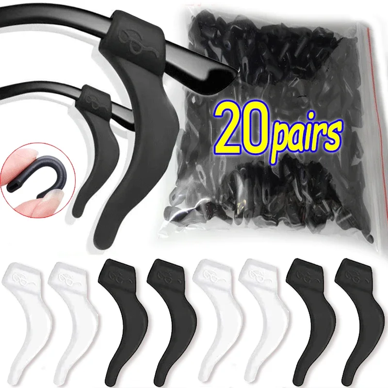 1-20pairs Invisible Silicone Anti-slip Glasses Legs Women Men Clear Ear Hooks Frame Sleeve Fasteners Anti-fall Eyewear Holders