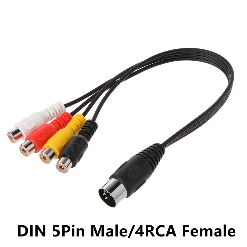 1FT DIN MIDI 5 Pin męski na 4 x kabel żeński RCA MIDI DIN 5 Pin męski wtyk Din na 4 x RCA Phono wtyk żeński kabel Audio 0.3m/30cm