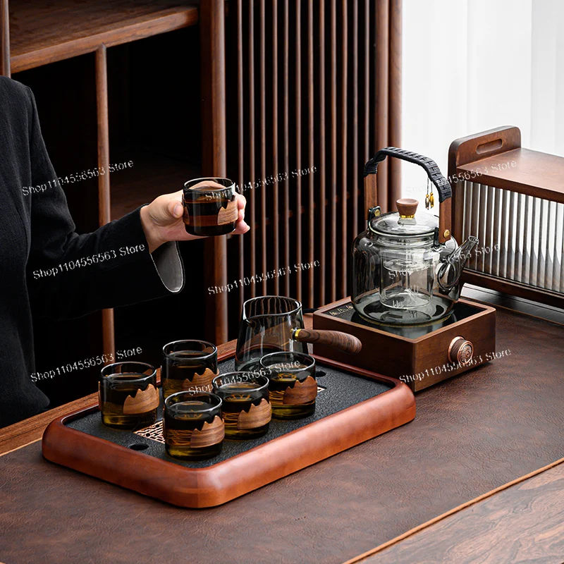 New Electric Ceramic Stove Tea Maker with Tray, Custom LOGO Kung Fu Tea Set, Gift Box for Home & Gifting