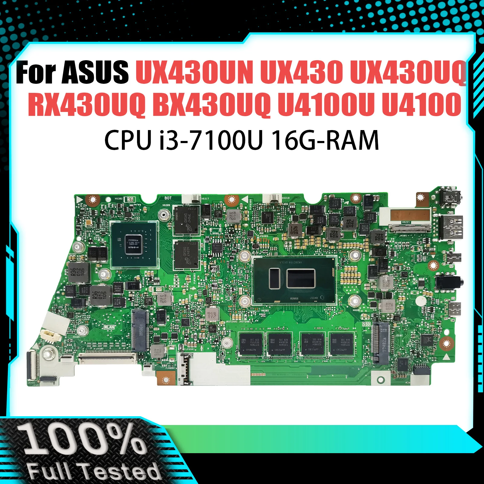 

UX430UQ Notebook For ASUS ZENBOOK 14 UX430UA UX430UN UX430UNR UX430UQK Laotop Mainboard CPU i3 i5 i7 7th/8th Gen 8G/16G-RAM