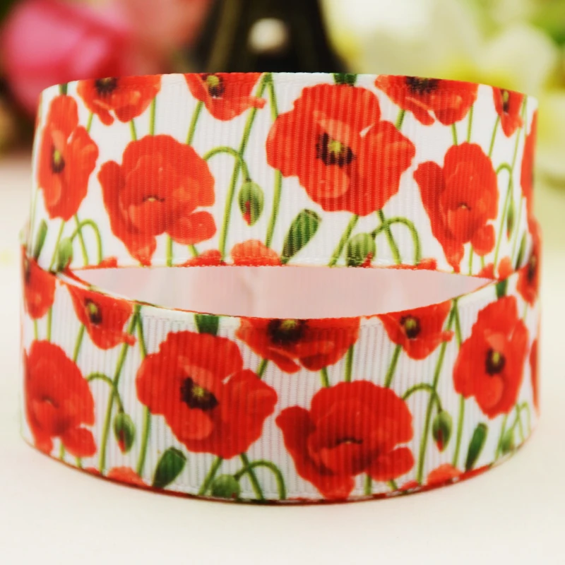 22mm 25mm 38mm 75mm flower cartoon printed Grosgrain Ribbon party decoration 10 Yards satin ribbons