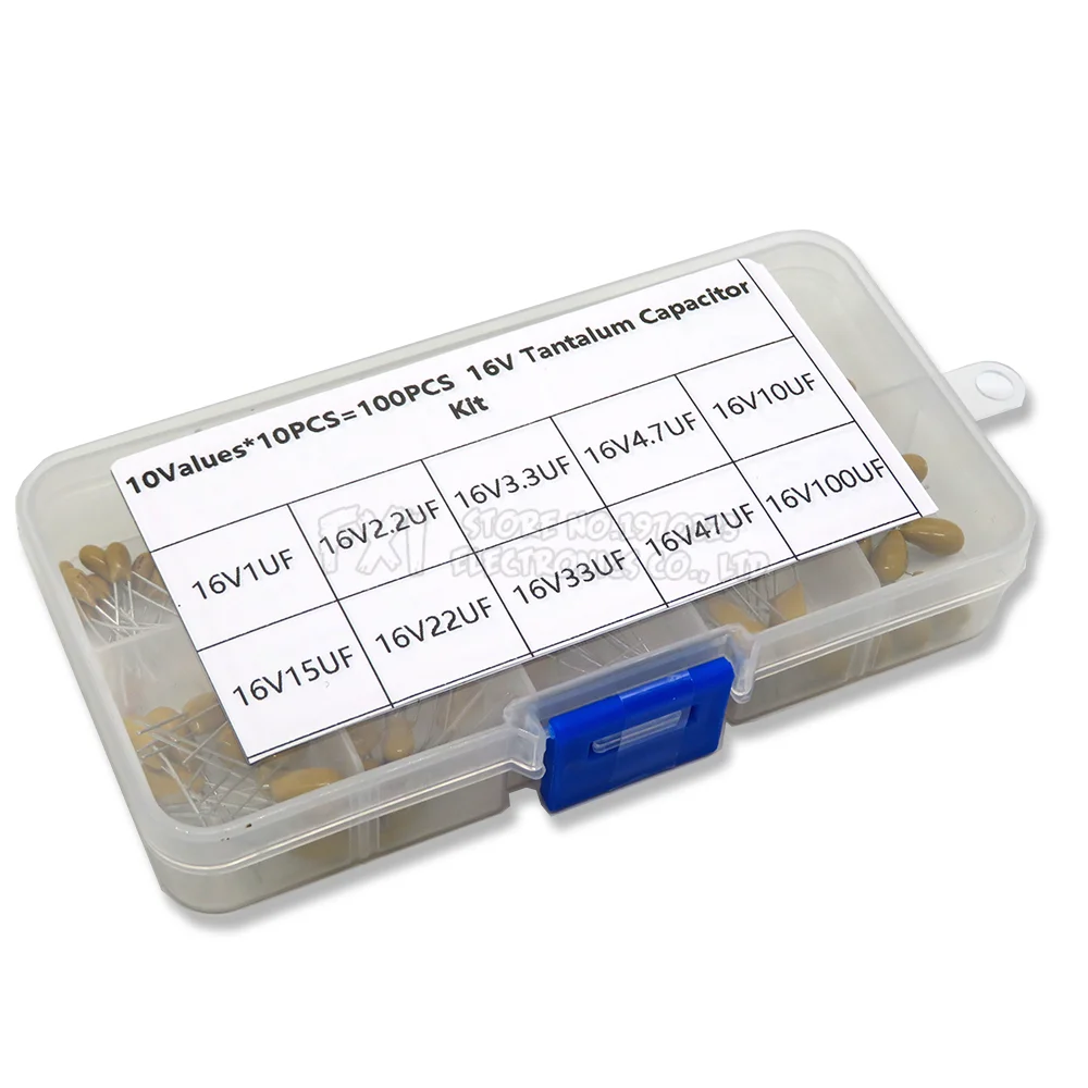 

100Pcs 10Value 16V Tantalum Capacitor Assorted Kit Box Assorstment