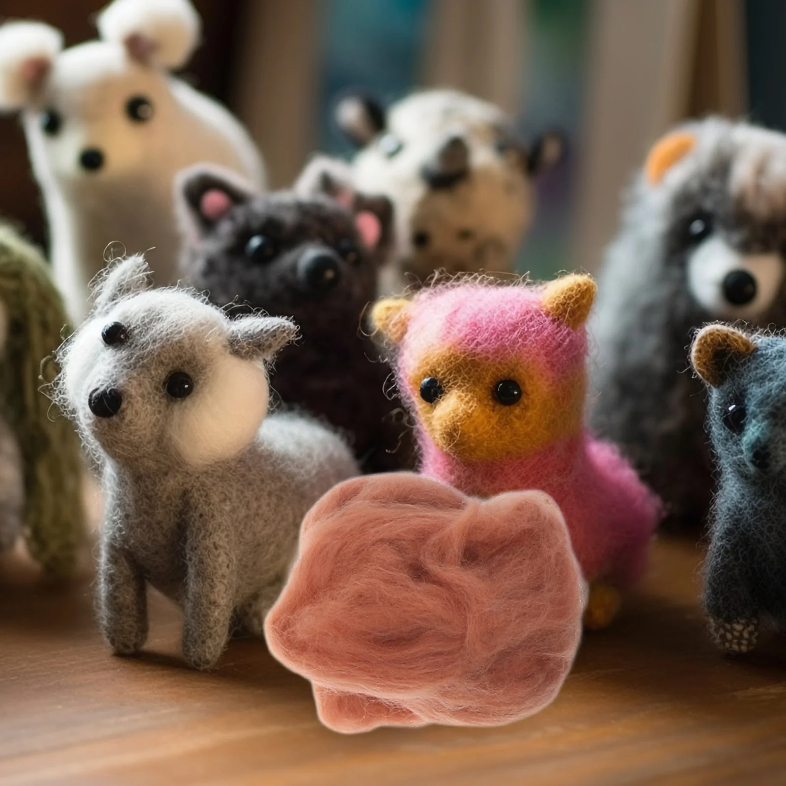 

Wool Roving Needle Felting Supplies Colorful DIY Wool for Needle Crafts Handmade Felt Art Material Roving Yarn