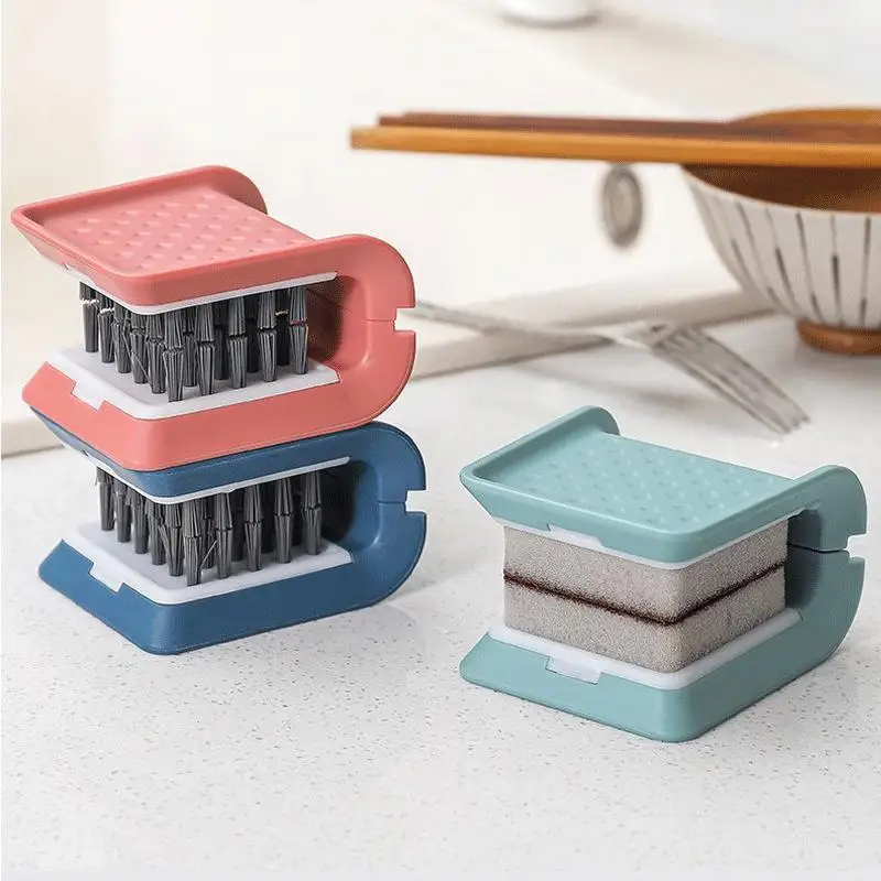 1Pc Foldable Kitchenware Cleaning Brush U-shaped Dinner Plate Cleaning Sponge Brush Replaceable Brush Head Kitchen Gadgets Brush