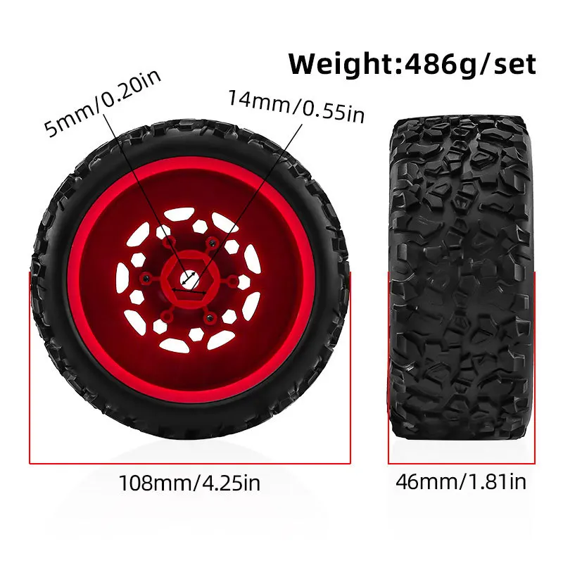Durable Soft Rubber Off‑Road Buggy Tire Set 4Pcs 1/10 1/8 Scale for Traxxas Slash ARRMA Senton Losi Tenacity HPI Redcat