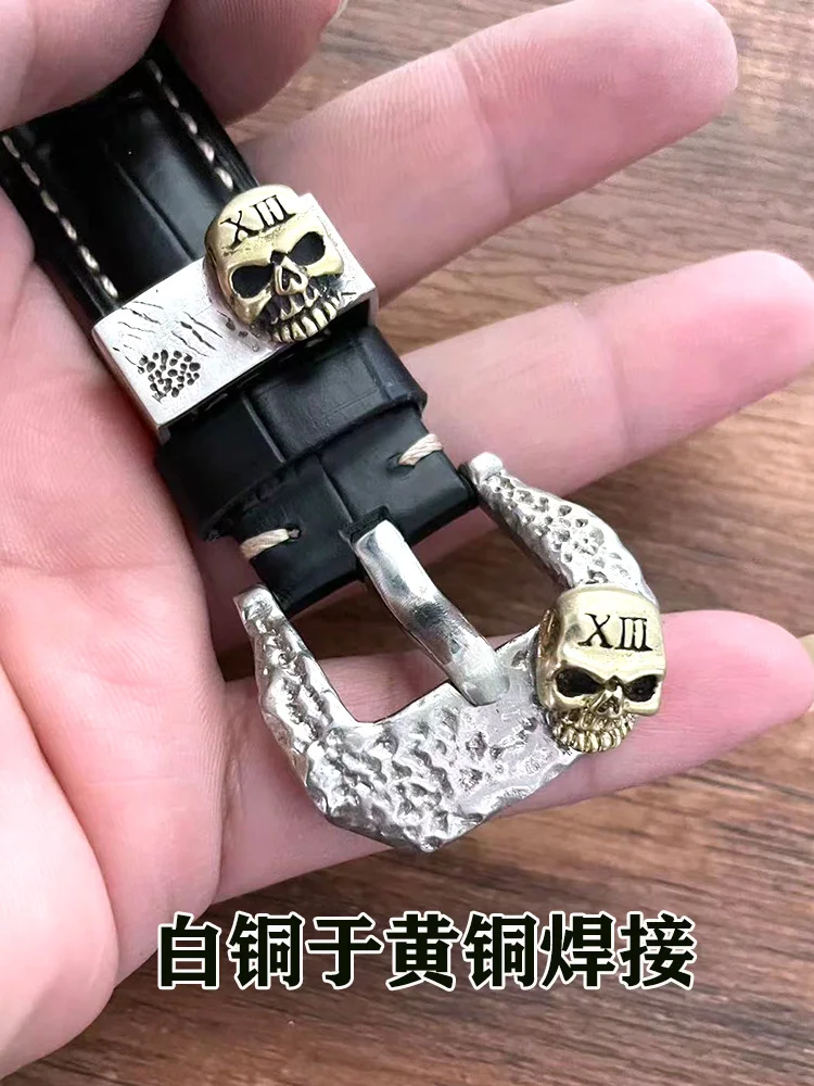 Handmade Punk Watch-Buttom Personal Watch 18 20 22 24 26mm Leather Strap Safety Pin Metal Travel Ring
