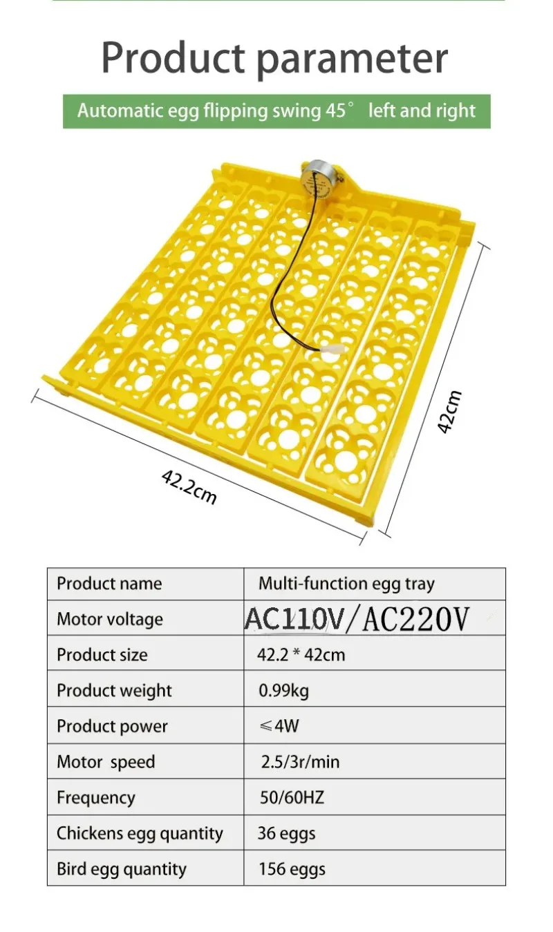 Automatic Turning Tray Chicken Incubators Tray Incubation Accessory Turner Equipment for Incubating All Kinds of Eggs 110V-220V