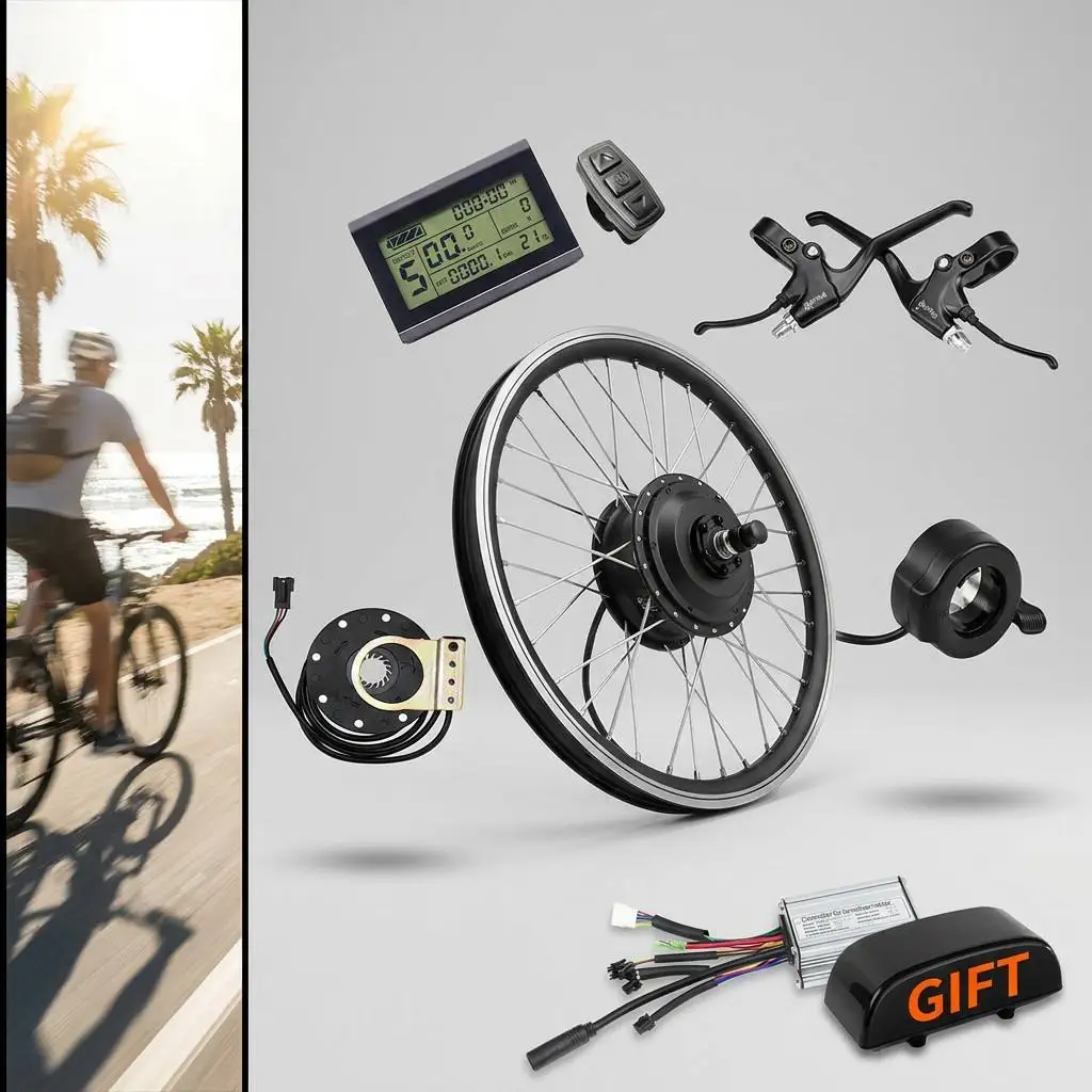 E-Bike Umbausatz 500W 36V 48V mit KT LCD3U LCD8HU USB-Ladegerät Messgerät LCD5 Display Vorder- und Hinterradnabenmotor DIY-Kit