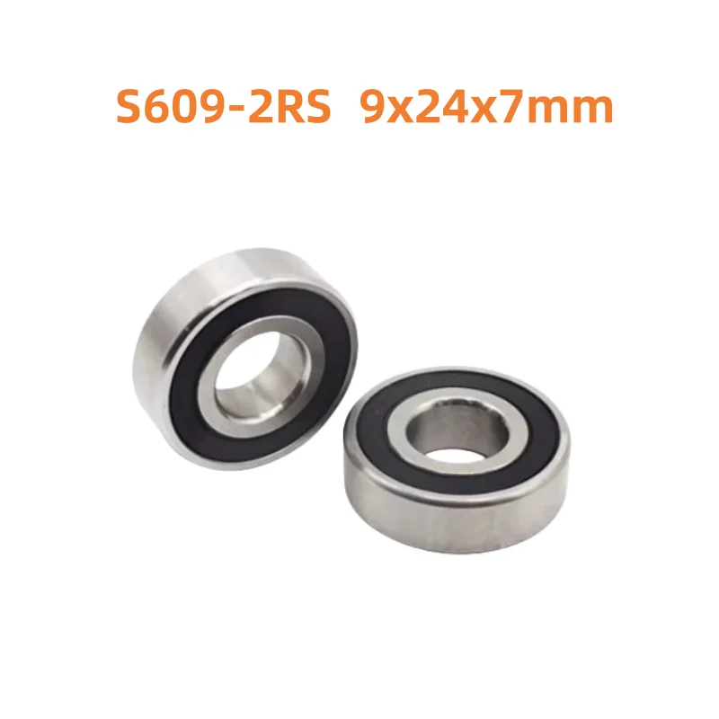 50pcs stainless steel bearing S609-2RS ABEC-5 9x24x7mm Deep Groove Ball bearing rubber sealed S609RS S609 2RS 9*24*7 mm 609