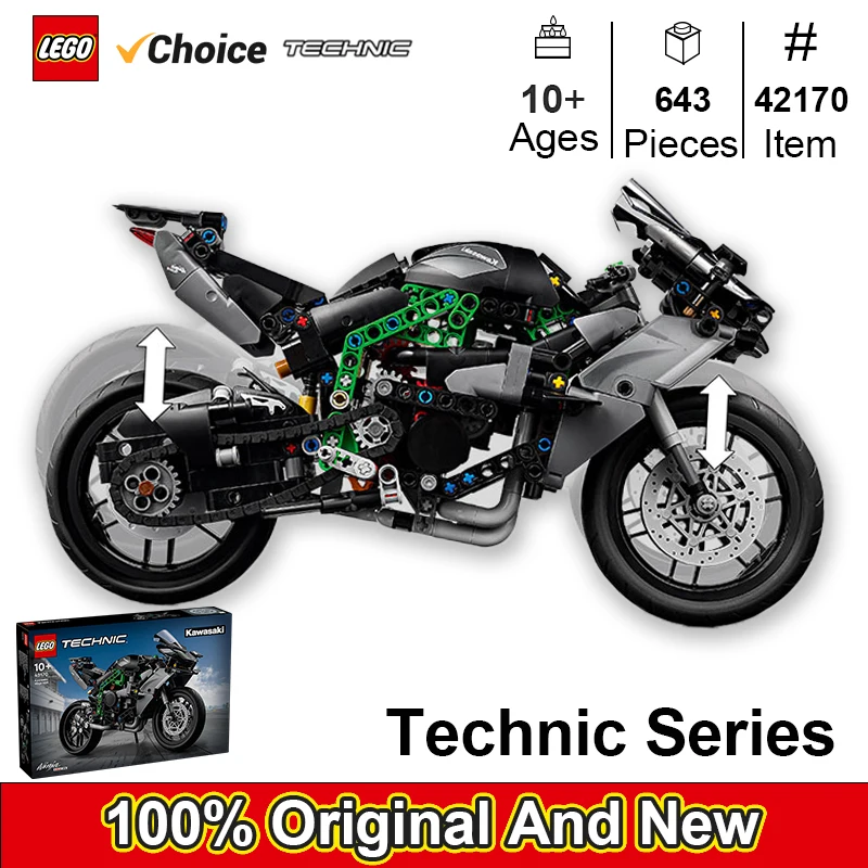 LEGO 42170 Kawasaki Ninja H2R Мотоцикл Техническая серия Пластиковые самоблокирующиеся кирпичи Игра для детей Унисекс В возра...