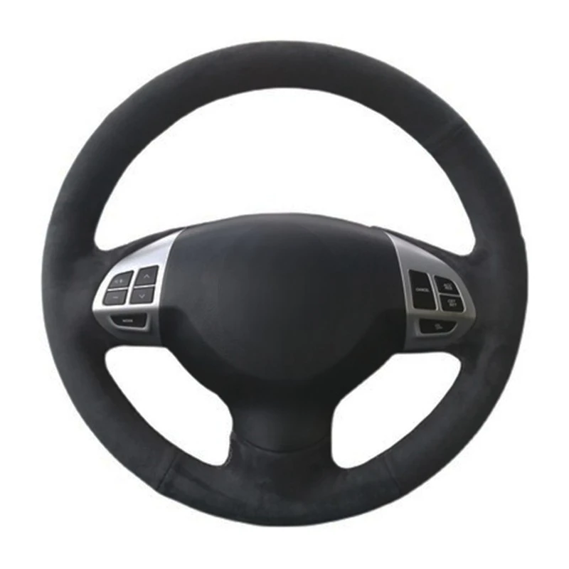 Customized Car Steering Wheel Cover Suede Car Accessories For Mitsubishi Lancer X 10 Outlander ASX Colt Citroen C- Crosser