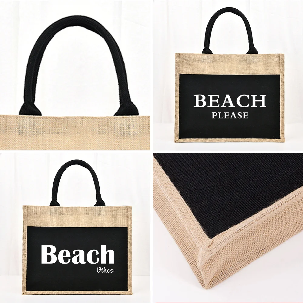 

Jute Tote Bag Handbag Beach Series Imitation Sacks Linen Bags Reusable Women Shopping Pouch Designer Laminated Bags