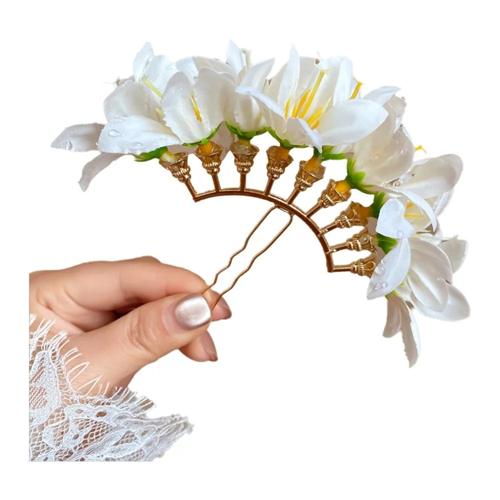 

Chinese Style Red Flower Hairpin Super Fairy Vintage Traditional Hair Accessory Wedding Bridal Hair Ornament for Qipao Dresses