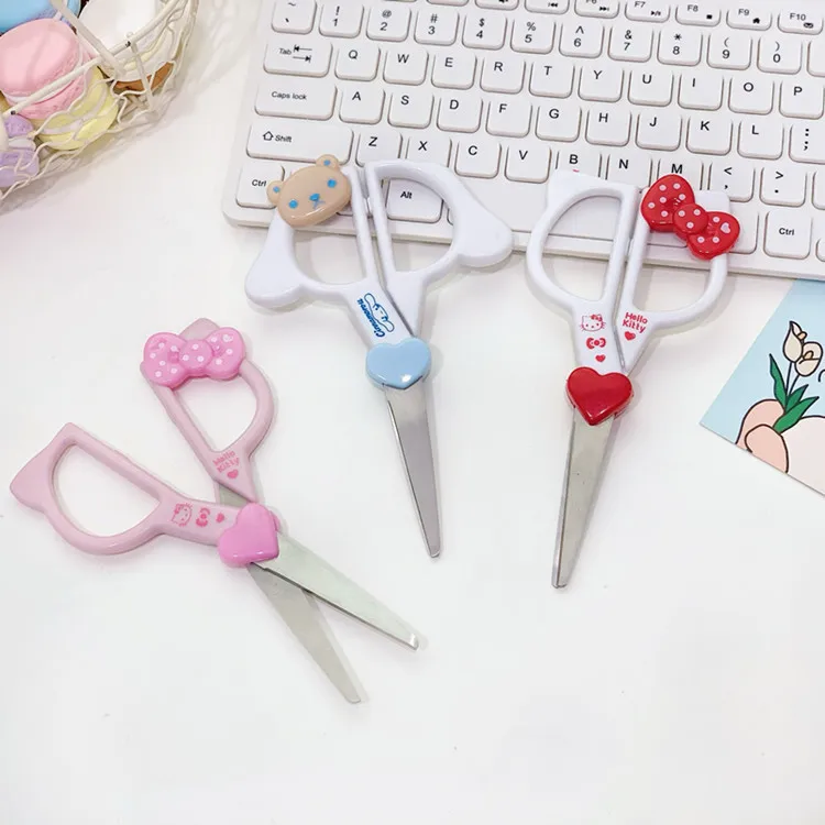 Sanrio Kuromi Mymelody KT kawaii Anime Cartoon Stainless Steel multi-functional office kids Art Hand Paper-cut Scissors Gifts