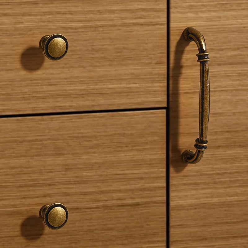 العتيقة برونزية باب خزانة ملابس مقبض سحب الصلبة سبائك الزنك المطبخ مقبض كابينة خمر ثقب واحد مقبض درج مقابض لقطع الأثاث