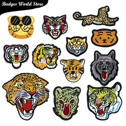 Cute Animal Wolf Cheetah Tiger Glasses Cat Icon Embroidery Applique Patches For Clothing DIY Iron on Badges on the Backpack