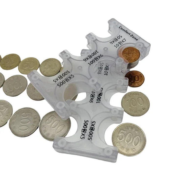 South Korea Won Coin Holders, Coin Dispenser With 6 Slots Rectangle Plastic Display Hard Case Organizer And Storage Coin Stand