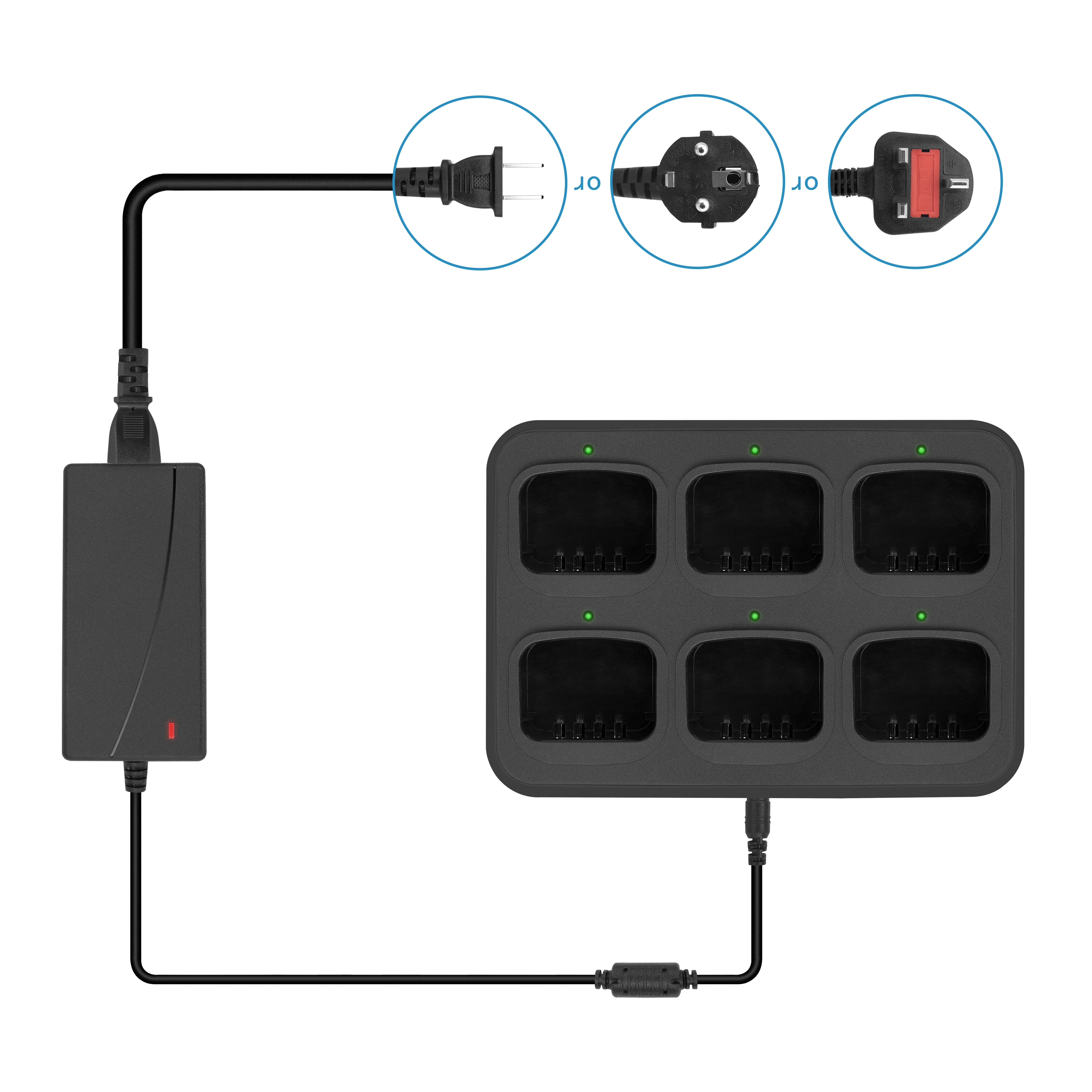 

6-Way Multi-Functional Charger Adapter Rapid Charging for TC-700 TC-780 TC-780M TC-710 Walkie Talkie Two Way Radio