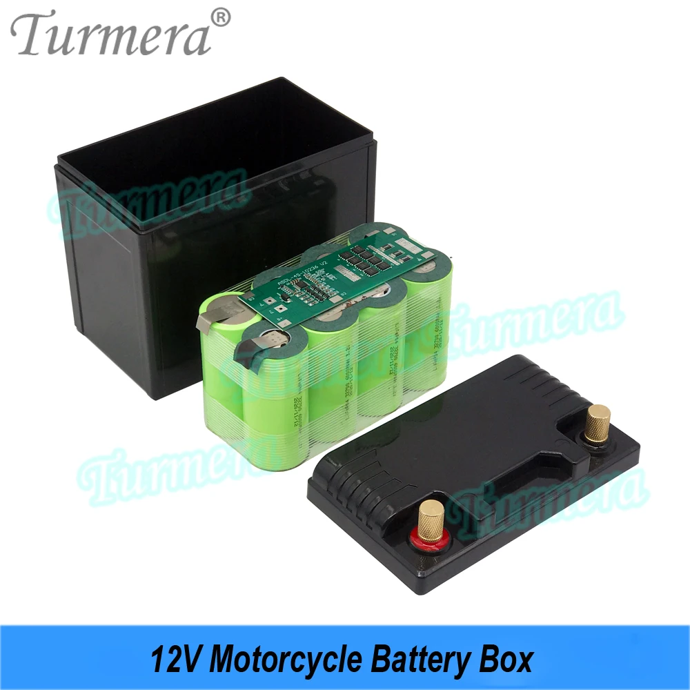 Turmera 12V 14A  32700 Lifepo4 Motorcycle Battery Storage Box Camping UPS 4S 40A BMS with Indicator Use in Replace 12V Lead-Acid