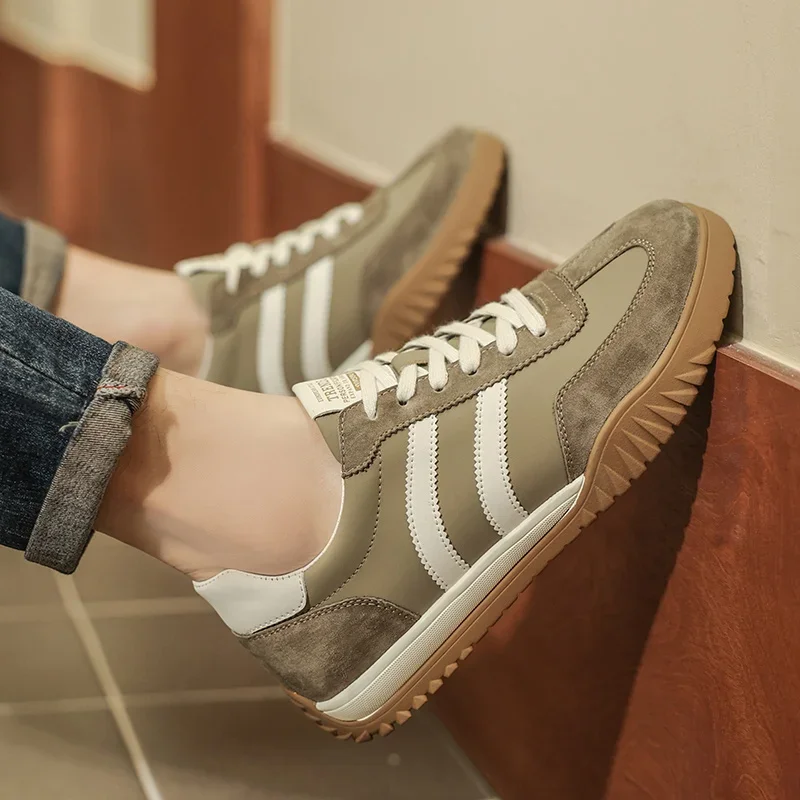 

High Quality Men's Vulcanized Sneakers Breathable Mesh Men Tennis Shoes Male Flat Shoe Leather Casual Shoes Zapatillas Hombre