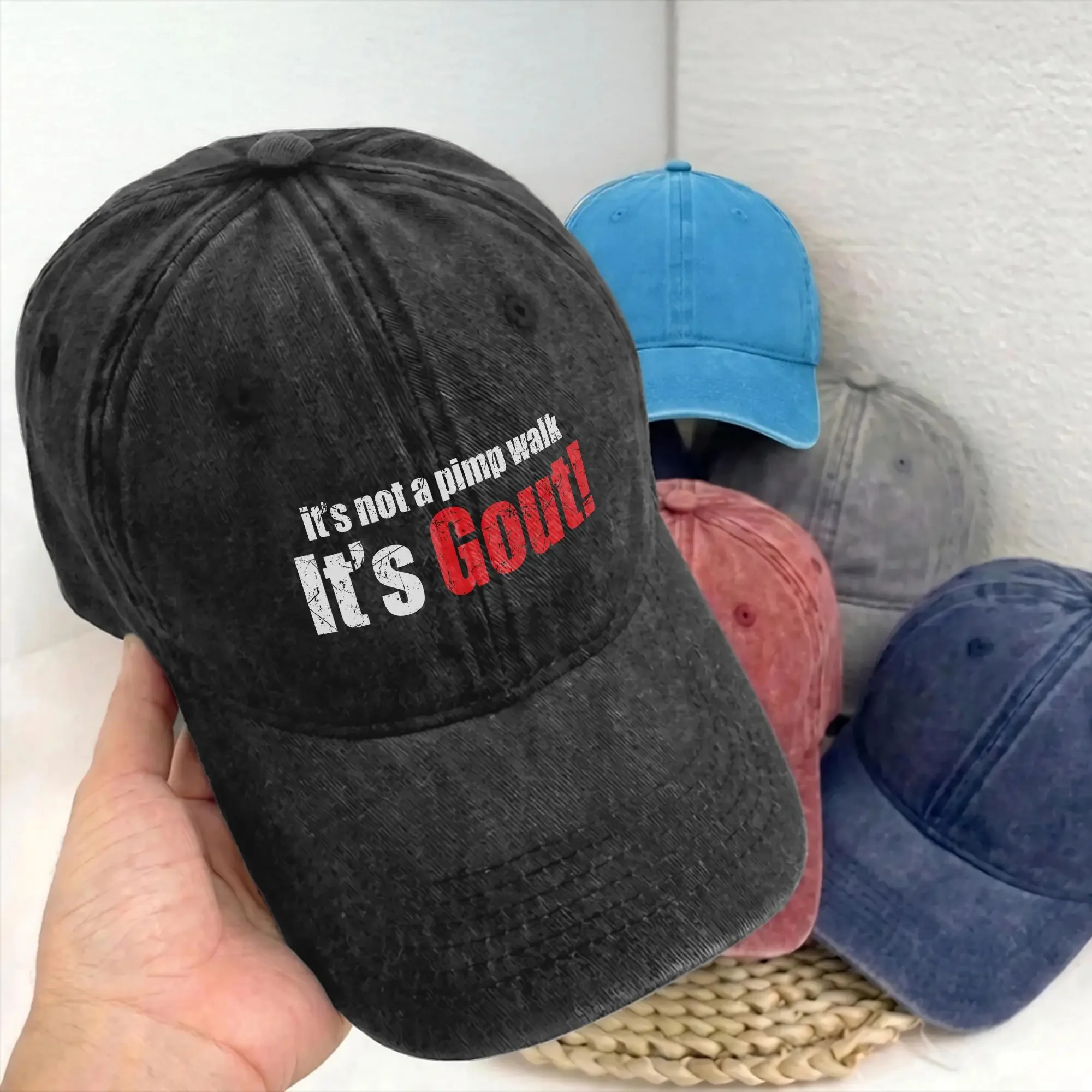 It's Not A Pimp Walk It's Gout Unstructured Baseball Cap Distressed Denim Humor Funny Snapback Cap Men Women Adjustable Fit Hats