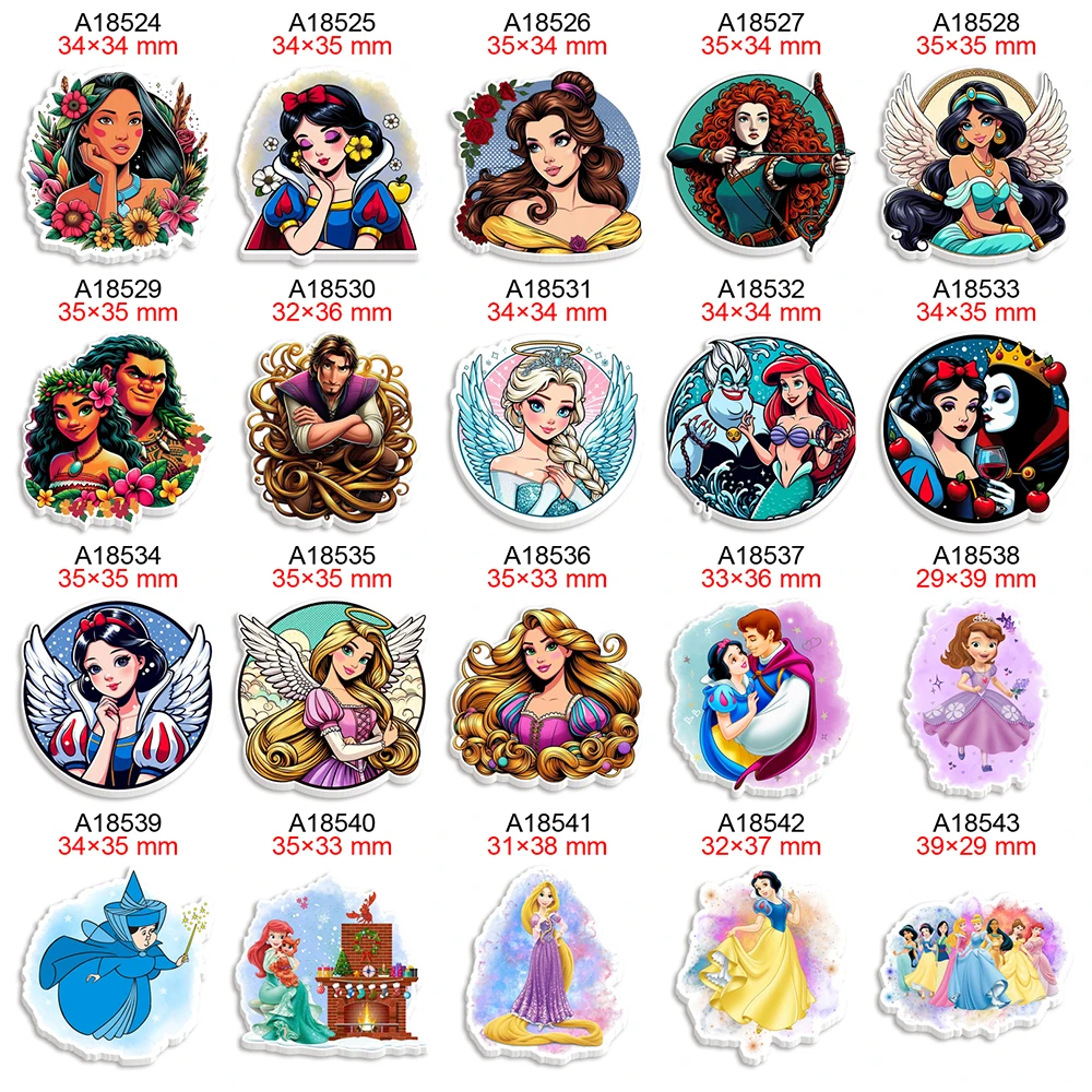 Disney princesa impressa dos desenhos animados resina planar para arcos de cabelo diy artesanato acessórios 30 pçs/lote