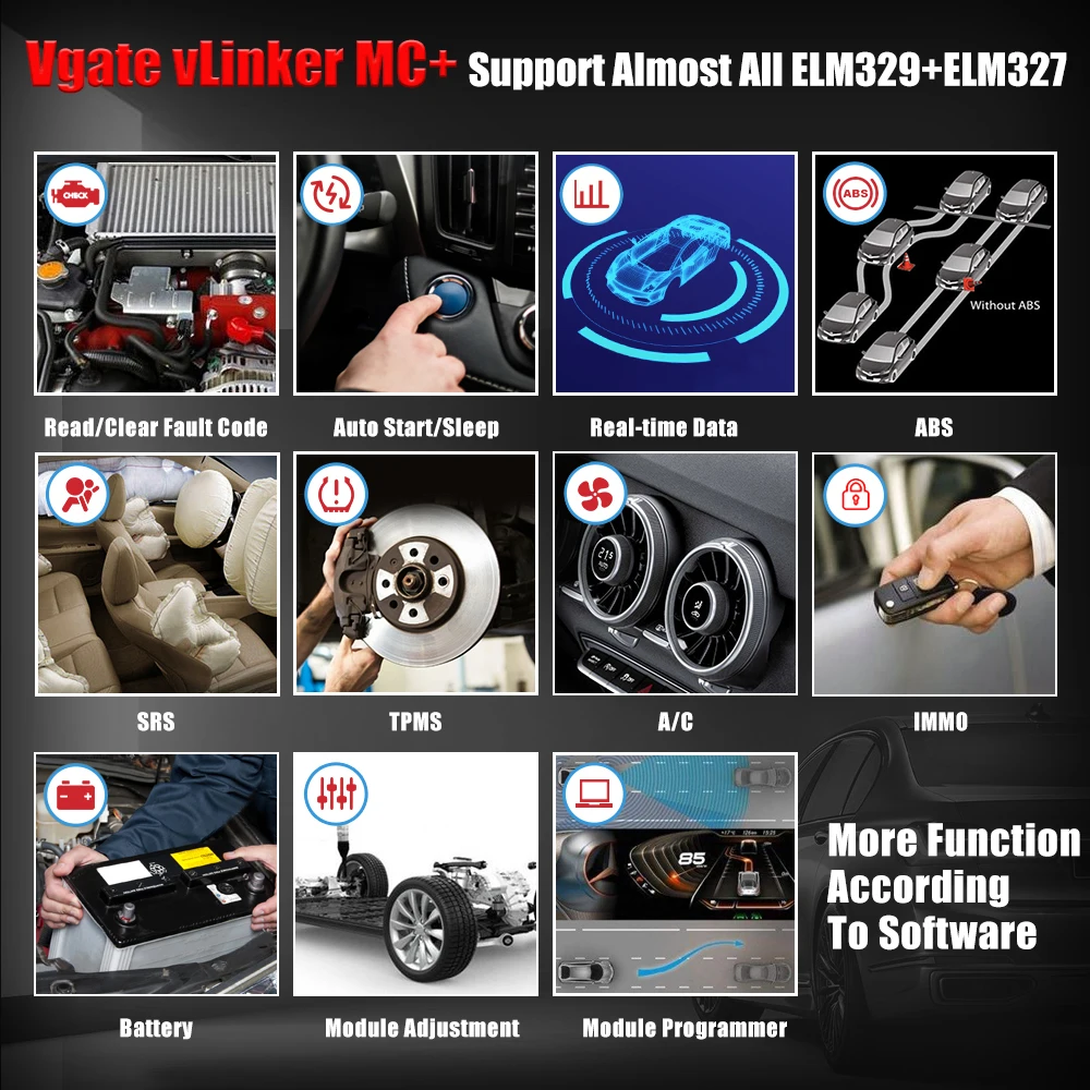 BT OBD2 Scanner Vgate vLinker MC+ BLE ELM327 For Android/IOS/Windows ELM 327 wifi Car Diagnostic Scan Tool