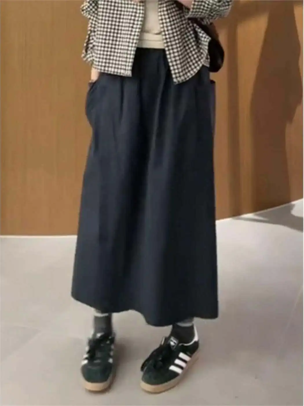 E Falda de Trabajo Nea con Dobladillo Asimétrico y Pierna Ancha para Mujer, Estilo Casual, Entallada, de Cintura Alt...