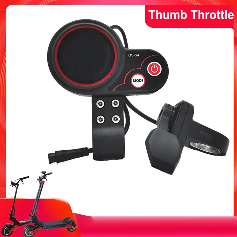 QS-S4 48V-60V Thumb Throttle LCD Display Kit for Zero 8 9 10 8X 10X Electric Scooter 6PIN Display Accessories