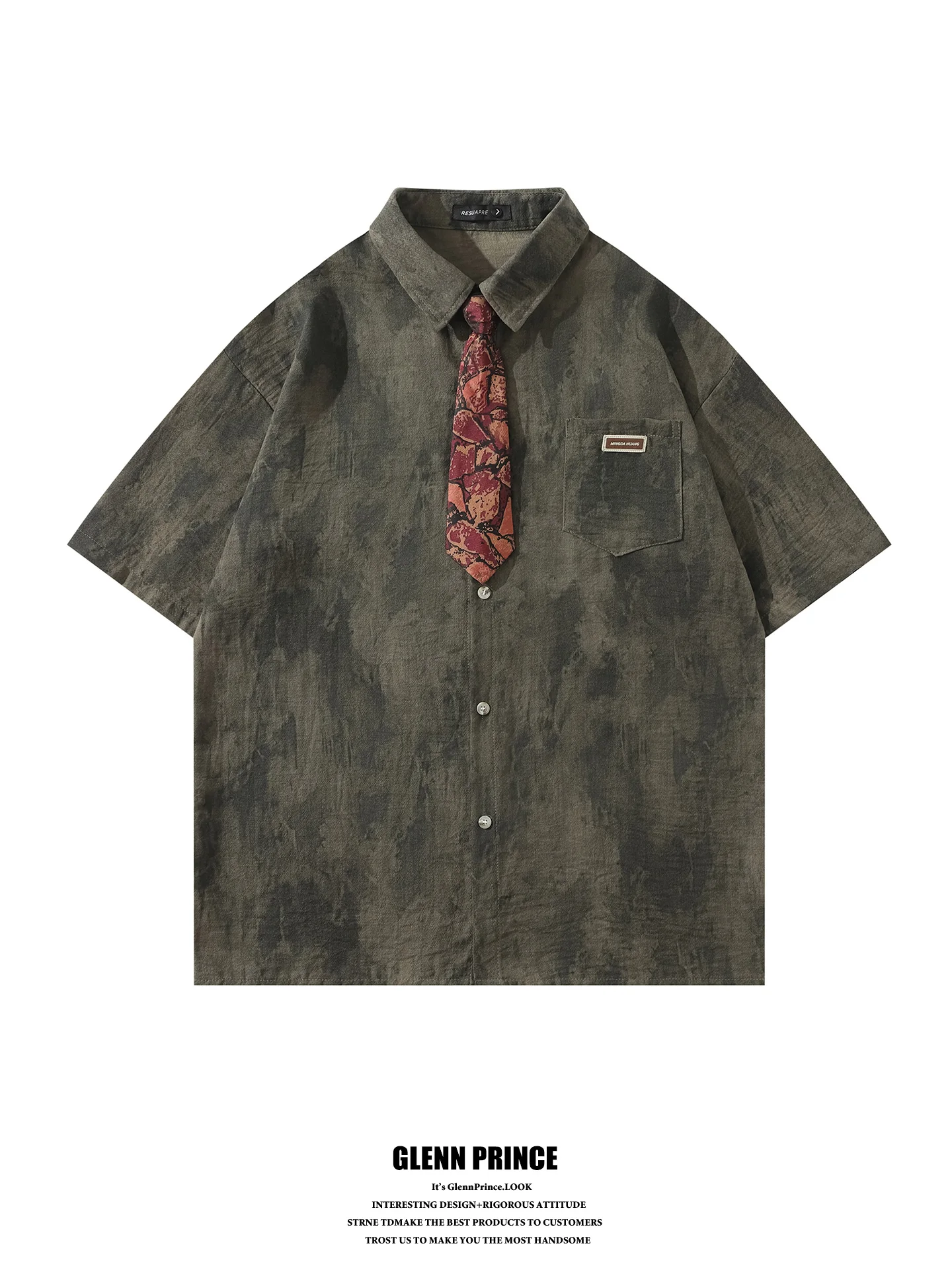 

Vintage Tie-Dye Short Sleeve Shirt Men's Summer Lazy Style Half Sleeve Shirt GPstudio Breathable Polyester Fiber Loose Fit