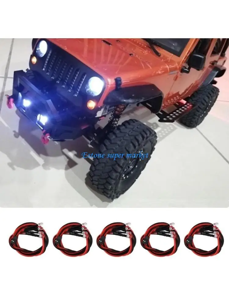 

090B 5PCS Remoter Control Car LED Lights Headlights Lighting Kits 4 LED Toy Headlights Accessories for 1:10 Toy Crawler Toy