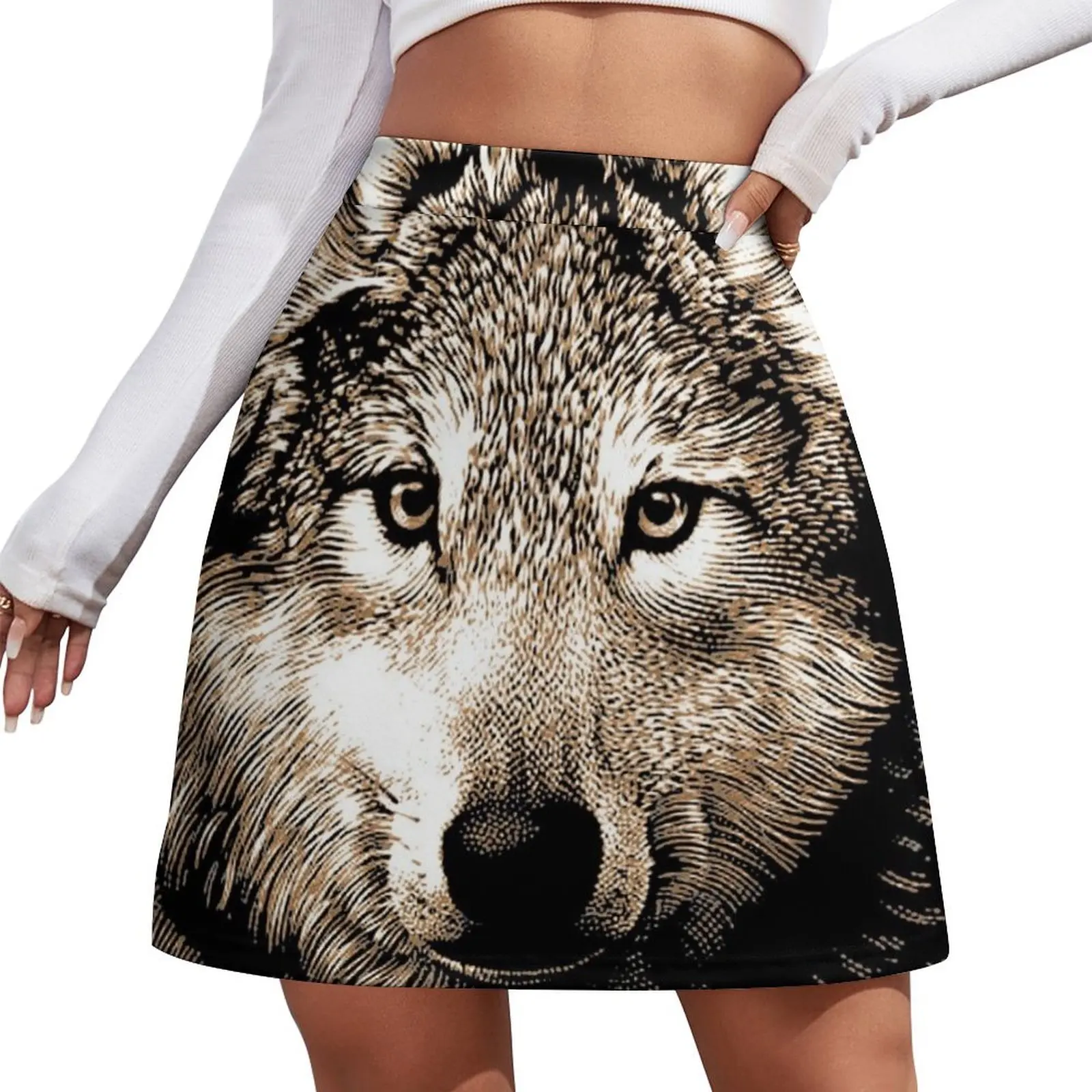 

Wolf Face Mini Skirt kpop Women's dress japanese kawaii clothes luxury designer clothing women