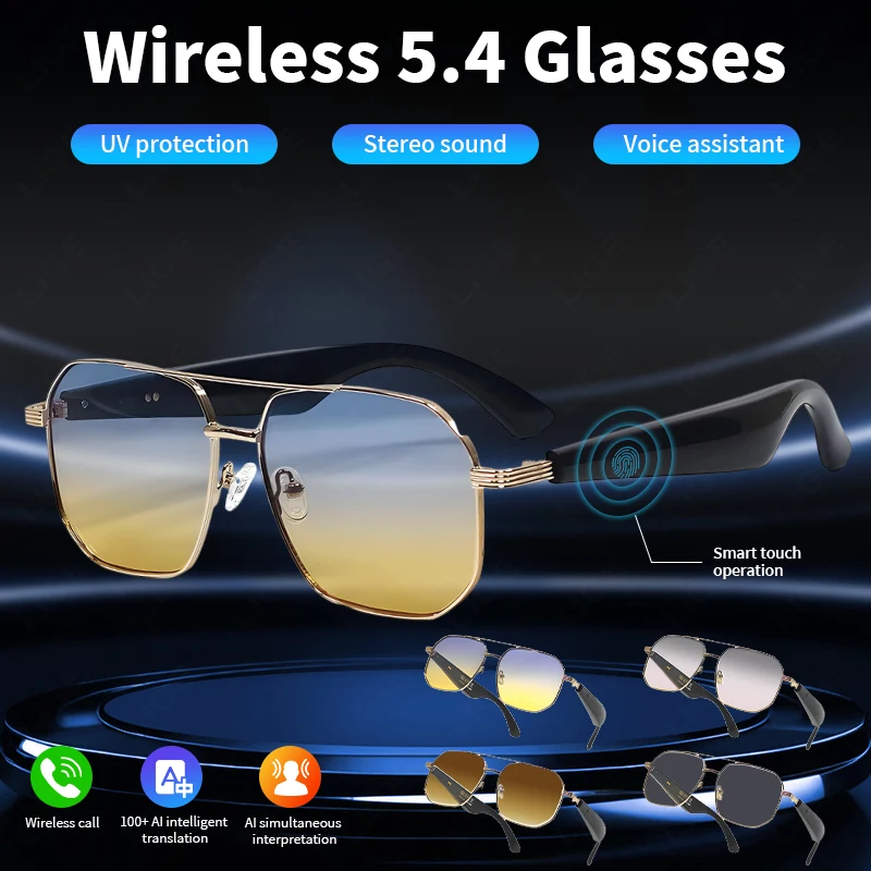 

GY300 Smart Glasses 100+ Online Language AI Automatic Dialogue Translation Bluetooth Glasses With Speaker Sports UV Protection