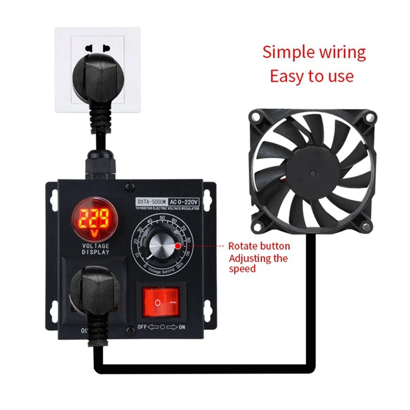 Variable Voltage Regulator 5000W Speed Temperature Light Voltage Uelatic Pressure Controller EU Plug